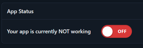 Application status OFF